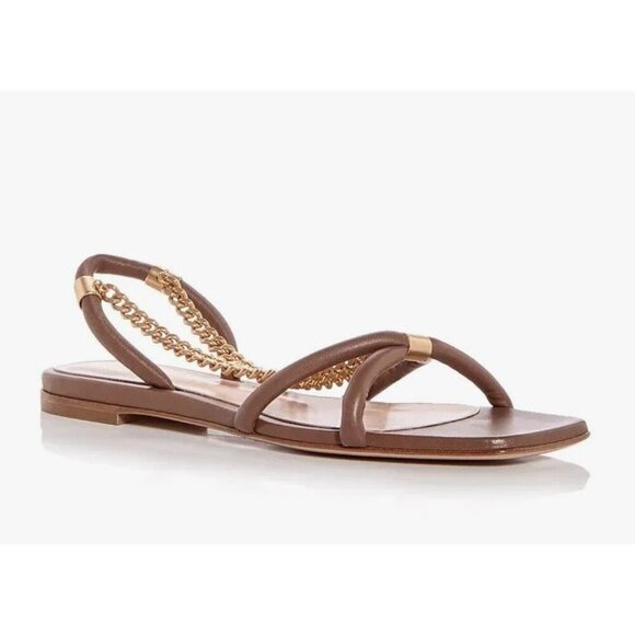 Gianvito Rossi Minerva Strappy Chain Sandals Size 37.5 US 7.5 Women's $925 - Picture 1 of 11